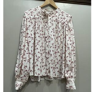 NWOT FRAME‎ Floral Victorian Style Blouse Silk Balloon Sleeves Cottage Elegant L